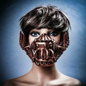 Steampunk Mouth Cover Jaw Mask Copper Robot Cosplay Party Halloween Face Mask
